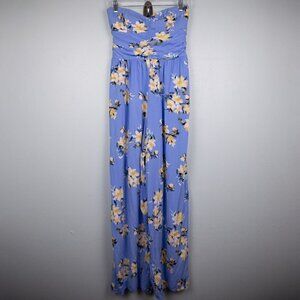 Band of Gypsies blue floral strapless jumpsuit-L